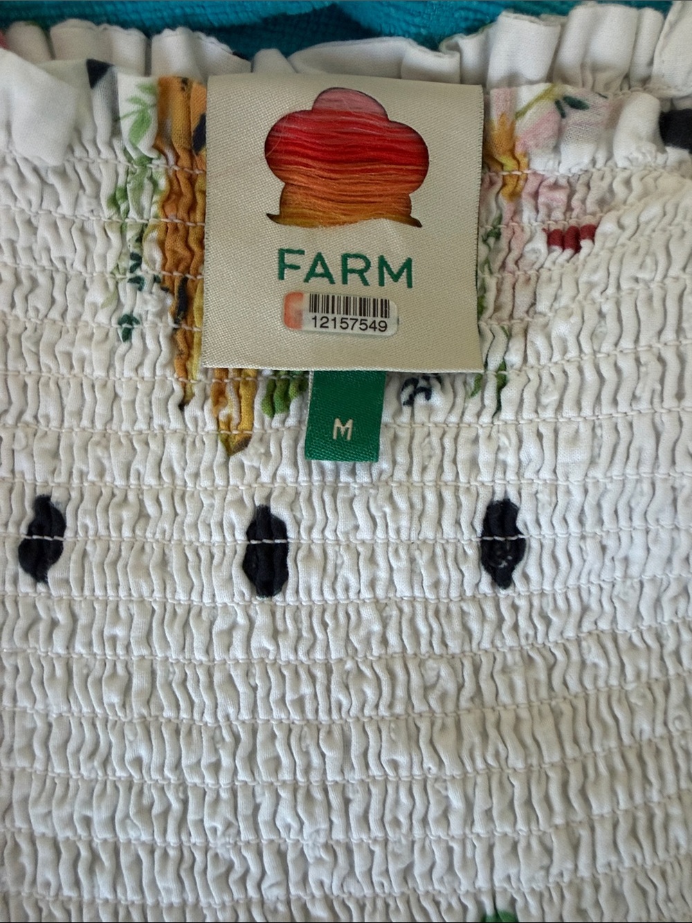 FARM Rio Nanaju Dress Floral Polka Sleeveless Smocked Tiered Midi White Medium - Picture 3 of 7